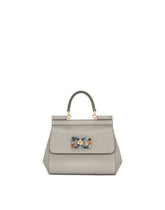 Small Sicily handbag in iguana print calfskin with DG logo crystals -  | Dolce & Gabbana