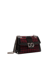 Medium DG Amore bag in polished calfskin and tweed -  | Dolce & Gabbana