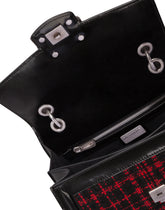 Medium DG Amore bag in polished calfskin and tweed -  | Dolce & Gabbana