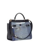 Large Sicily 62 soft bag in patchwork denim and calfskin -  | Dolce &amp; Gabbana