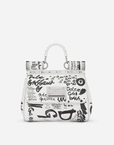Calfskin 90s Sicily bag with logo print -  | Dolce & Gabbana