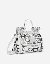 Calfskin 90s Sicily bag with logo print -  | Dolce & Gabbana
