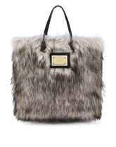 Faux fur shopper with branded tag -  | Dolce & Gabbana