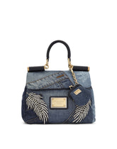 Small patchwork denim Sicily soft bag with embroidery -  | Dolce &amp; Gabbana