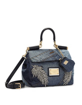 Small patchwork denim Sicily soft bag with embroidery -  | Dolce &amp; Gabbana