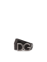 Tumbled leather belt with DG logo -  | Dolce & Gabbana