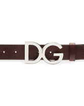 Tumbled leather belt with DG logo -  | Dolce & Gabbana