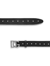Split-grain leather belt with crossover DG logo -  | Dolce & Gabbana