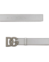 Calfskin belt with crossover DG buckle logo -  | Dolce & Gabbana