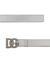 Calfskin belt with crossover DG buckle logo -  | Dolce & Gabbana