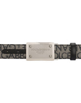 Coated jacquard belt with logo tag -  | Dolce &amp; Gabbana