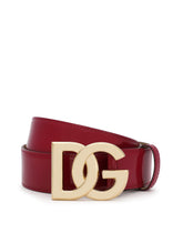 Polished calfskin belt with DG logo -  | Dolce &amp; Gabbana