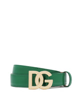 Polished calfskin belt with DG logo -  | Dolce & Gabbana