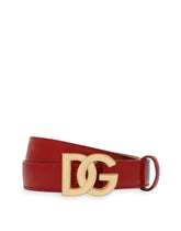 Polished calfskin belt with DG logo -  | Dolce &amp; Gabbana