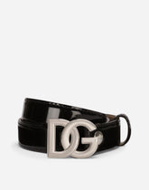 Shiny calfskin belt with DG logo -  | Dolce &amp; Gabbana