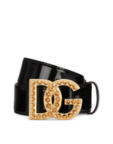 Polished calfskin belt with DG logo -  | Dolce &amp; Gabbana