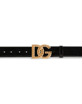Polished calfskin belt with DG logo -  | Dolce &amp; Gabbana