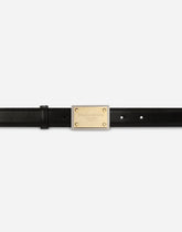 Calfskin belt with branded tag -  | Dolce &amp; Gabbana