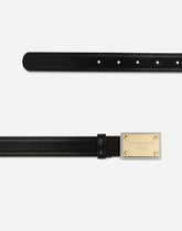 Calfskin belt with branded tag -  | Dolce & Gabbana