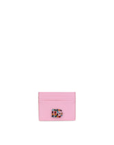Calfskin card holder with rhinestone-detailed DG logo -  | Dolce &amp; Gabbana
