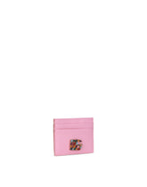 Calfskin card holder with rhinestone-detailed DG logo -  | Dolce &amp; Gabbana