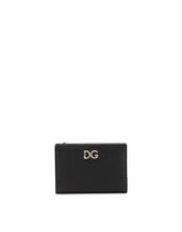 Small dauphine calfskin wallet with rhinestone-detailed DG logo -  | Dolce &amp; Gabbana
