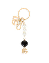Metal keychain with DG logo and pearls -  | Dolce & Gabbana