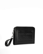 Small calfskin pouch with raised logo -  | Dolce &amp; Gabbana