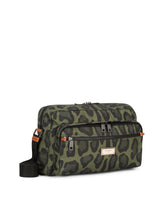 Nylon messenger bag with a leopard print against a green background and branded plate -  | Dolce & Gabbana