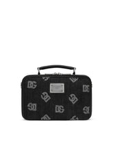 Calfskin and denim crossbody bag with logo -  | Dolce & Gabbana
