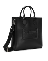Calfskin leather tote with embossed logo -  | Dolce &amp; Gabbana