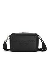 Calfskin crossbody bag with raised logo -  | Dolce &amp; Gabbana