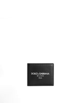 Calfskin bifold wallet with logo -  | Dolce &amp; Gabbana