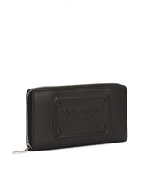 Zip-around calfskin wallet with raised logo -  | Dolce &amp; Gabbana