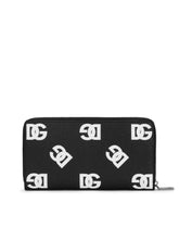 Calfskin zip-around wallet with all-over DG print -  | Dolce & Gabbana