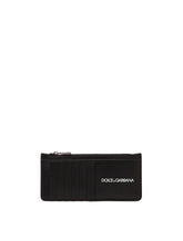 Vertical calfskin card holder with printed logo -  | Dolce &amp; Gabbana