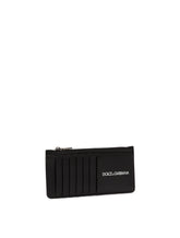 Vertical calfskin card holder with printed logo -  | Dolce &amp; Gabbana