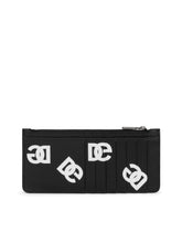 Vertical calfskin card holder with all-over DG print -  | Dolce & Gabbana