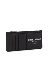 Vertical calfskin card holder with logo -  | Dolce &amp; Gabbana