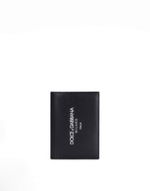 Calfskin passport holder with logo -  | Dolce &amp; Gabbana