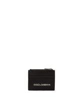 Calfskin card holder with printed logo -  | Dolce &amp; Gabbana