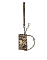 Dauphine calfskin card holder with leopard print -  | Dolce &amp; Gabbana