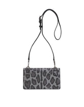 Dauphine calfskin wallet with shoulder strap and leopard print against a gray background -  | Dolce & Gabbana
