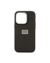 Calfskin iPhone 14 Pro cover with logo tag -  | Dolce & Gabbana