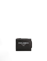 Calfskin French flap wallet with logo -  | Dolce &amp; Gabbana