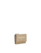Calfskin French flap wallet with logo -  | Dolce & Gabbana