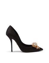 Satin pumps with bejeweled embellishment -  | Dolce &amp; Gabbana