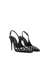 Polished calfskin slingbacks with stud embellishment -  | Dolce & Gabbana