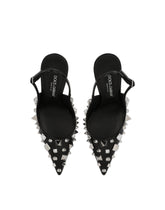Polished calfskin slingbacks with stud embellishment -  | Dolce & Gabbana
