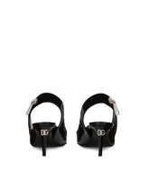 Polished calfskin slingbacks with zipper -  | Dolce & Gabbana